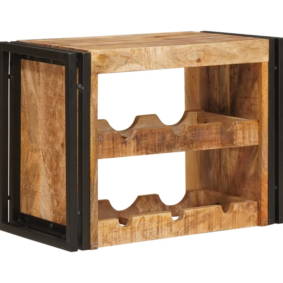 vidaXL Wijnrek Bruin 60 x 45 x 33 cm Massief Ruw Mango Hout
