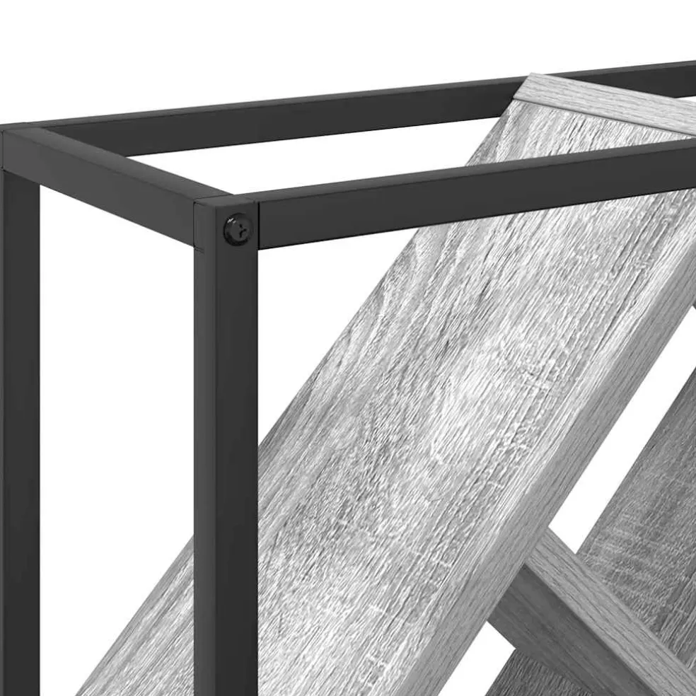 vidaXL Wijnrek 16 flessen Bewerkt hout Zwart Eiken