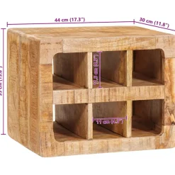 vidaXL Wijnrek met opslag Bruin 44 x 30 x 35 cm Massief Mango Hout