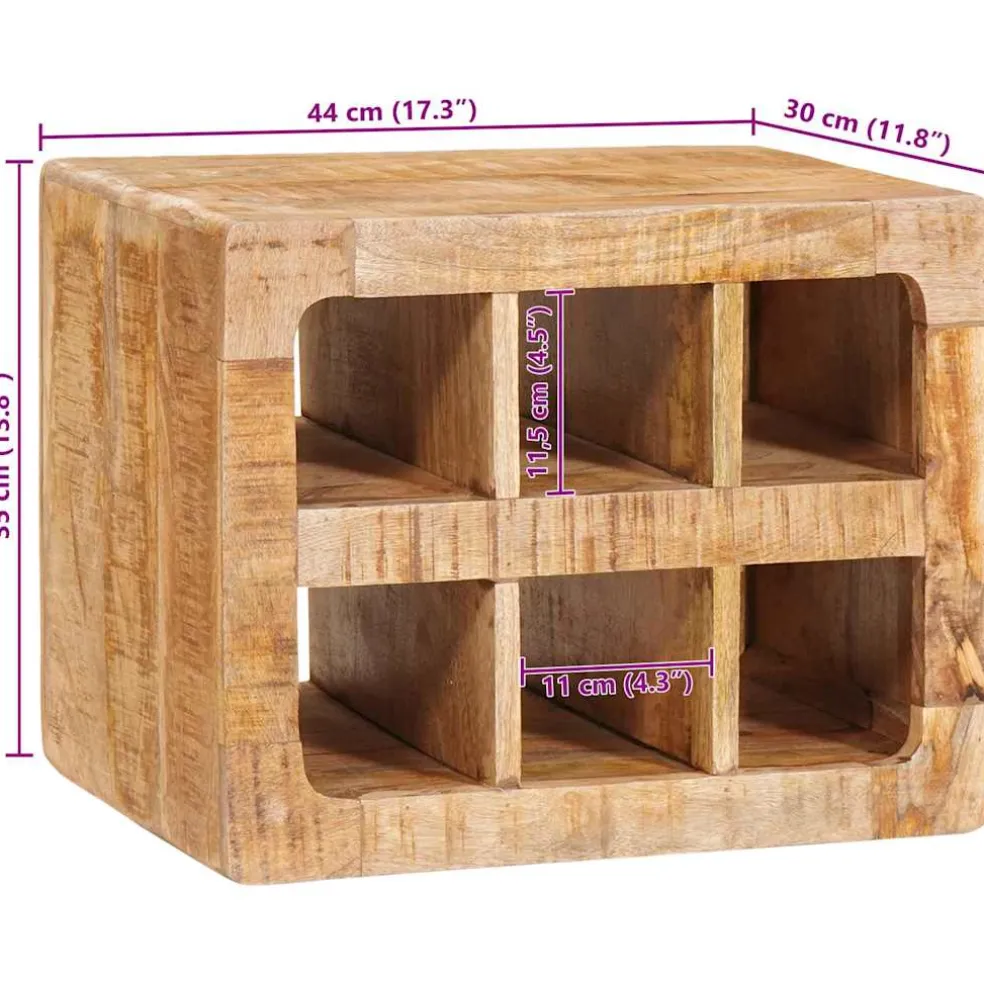 vidaXL Wijnrek met opslag Bruin 44 x 30 x 35 cm Massief Mango Hout
