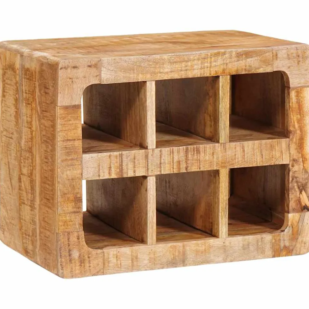 vidaXL Wijnrek met opslag Bruin 44 x 30 x 35 cm Massief Mango Hout