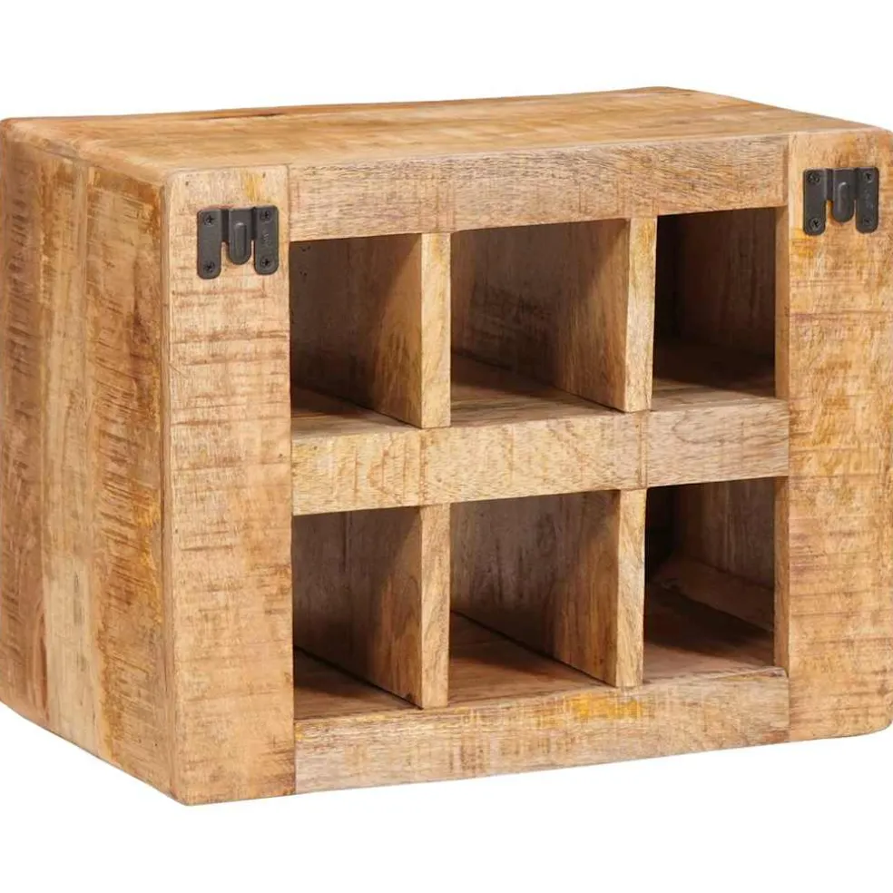 vidaXL Wijnrek met opslag Bruin 44 x 30 x 35 cm Massief Mango Hout