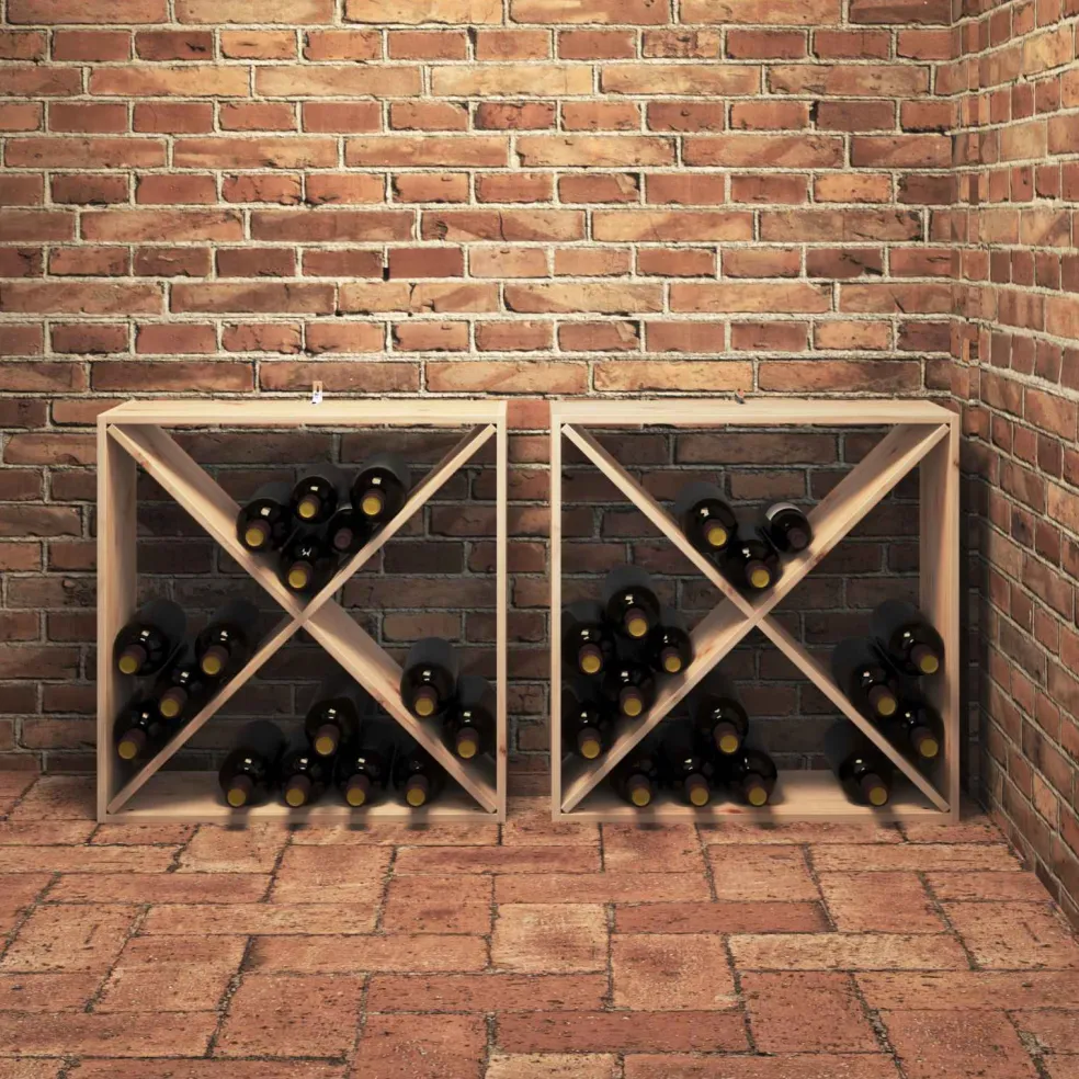 vidaXL Wijnrek 2 st Naturel 62 x 25 x 62 cm Massief grenenhout