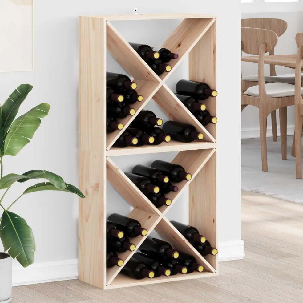 vidaXL Wijnrek 2 st Naturel 62 x 25 x 62 cm Massief grenenhout