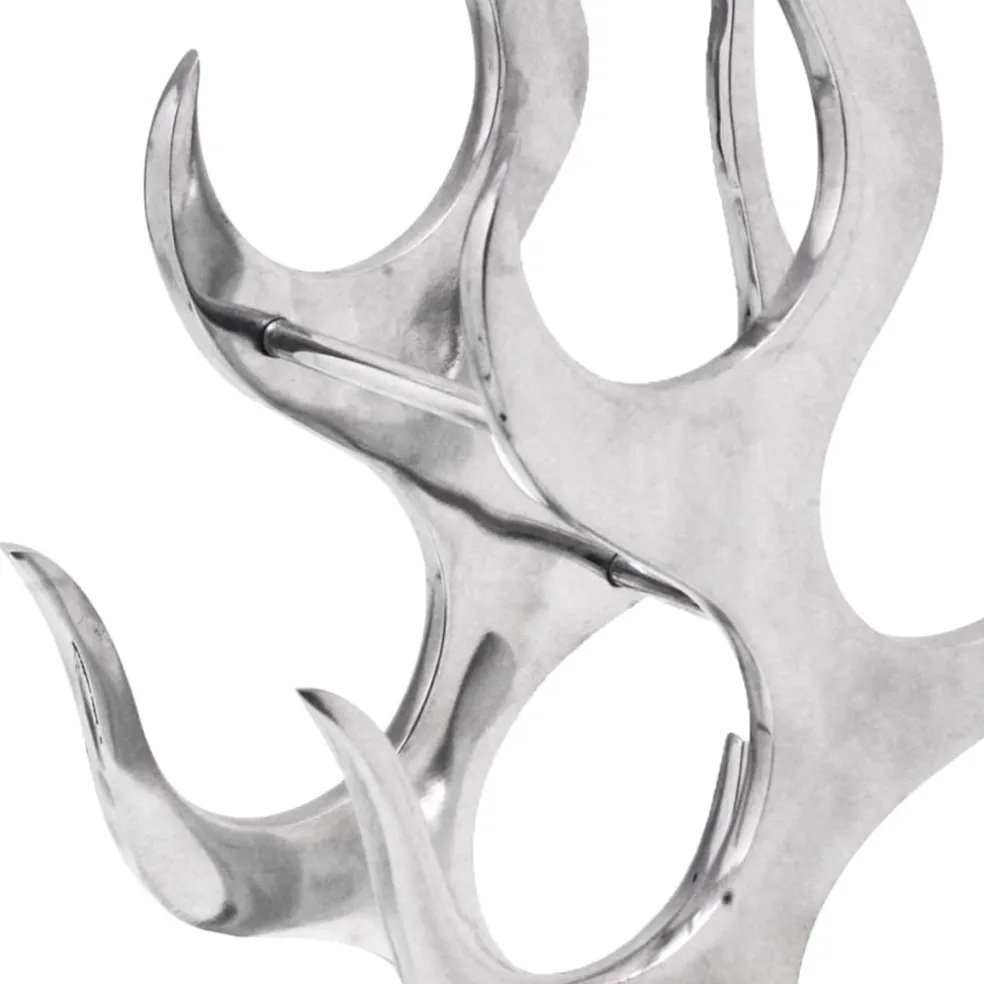 vidaXL Wijnrek vlammenvorm 9 flessen zilver aluminium