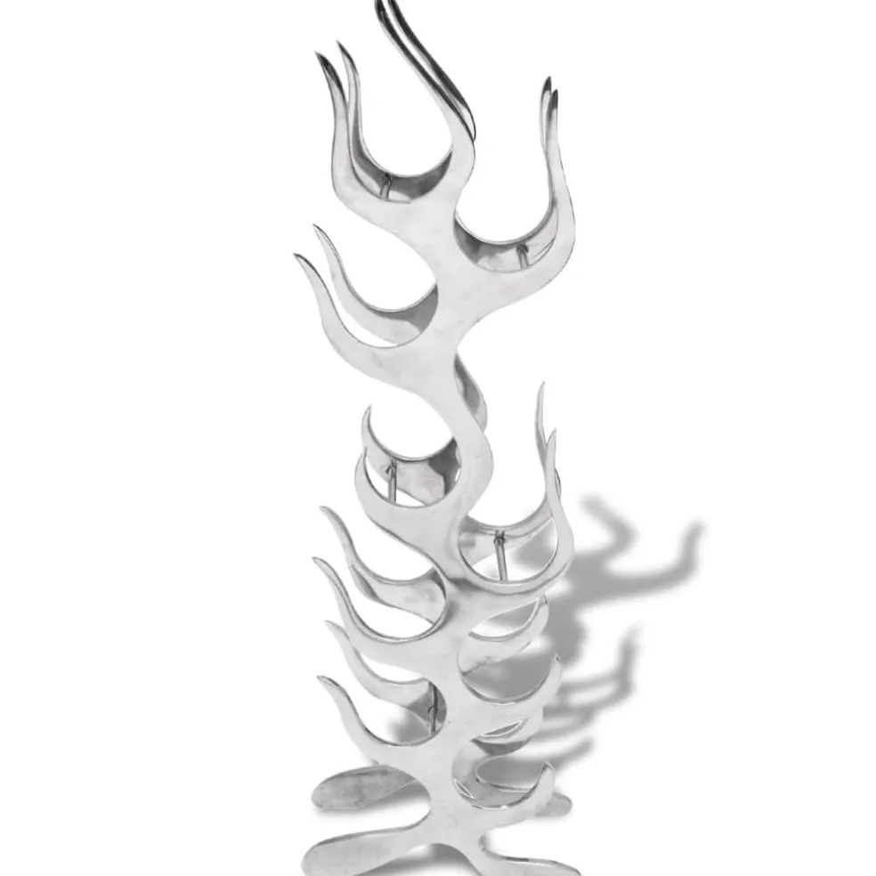 vidaXL Wijnrek vlammenvorm 9 flessen zilver aluminium