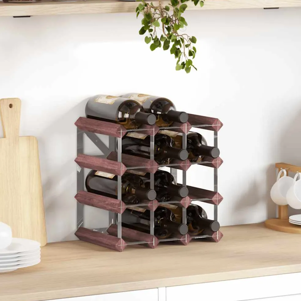 vidaXL Wijnrek voor 12 flessen massief grenenhout bruin