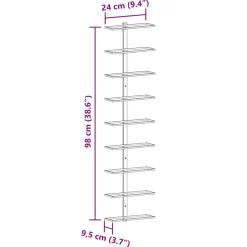 vidaXL Wijnrek voor 9 flessen wandmontage ijzer wit