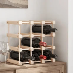 vidaXL Wijnrek voor 12 flessen 36x23x36 cm massief grenenhout