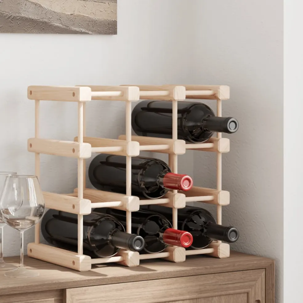 vidaXL Wijnrek voor 12 flessen 36x23x36 cm massief grenenhout