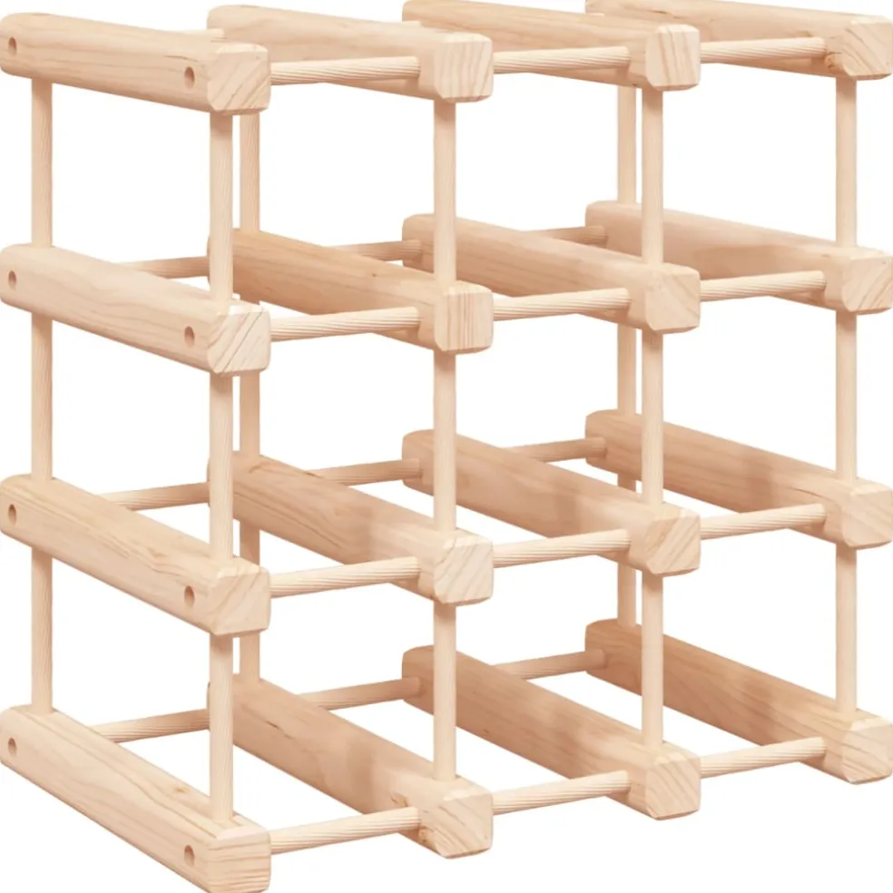 vidaXL Wijnrek voor 12 flessen 36x23x36 cm massief grenenhout