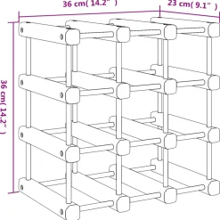 vidaXL Wijnrek voor 12 flessen 36x23x36 cm massief grenenhout