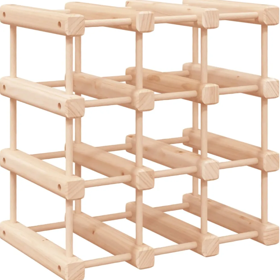 vidaXL Wijnrek voor 12 flessen 36x23x36 cm massief grenenhout