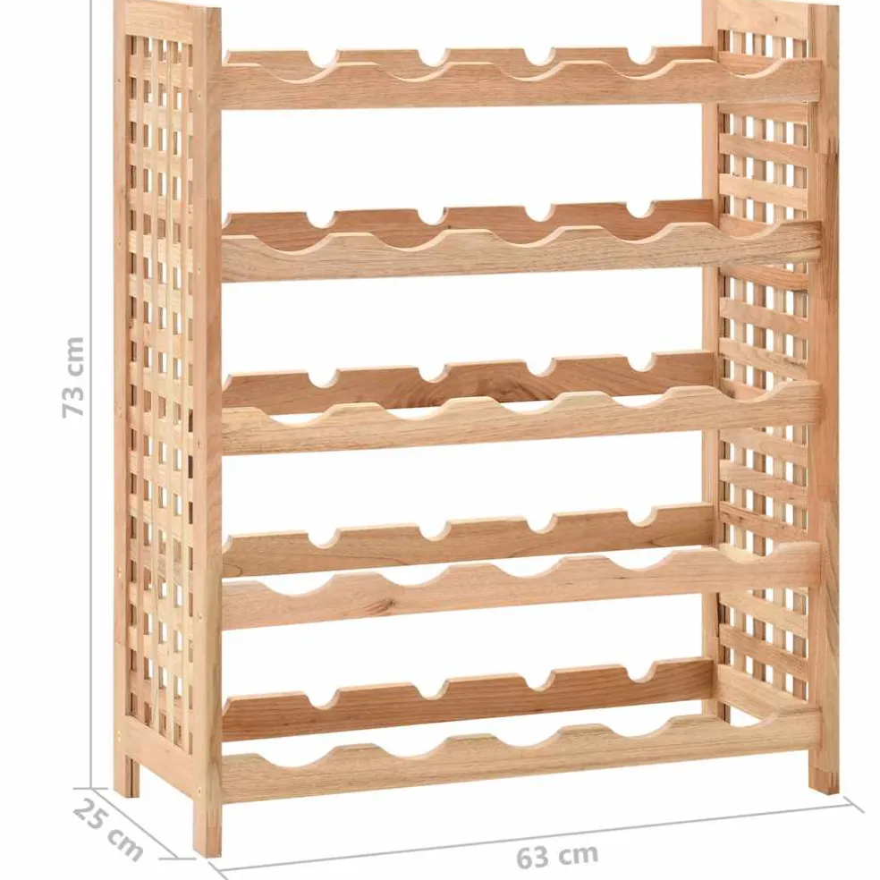 vidaXL Wijnrek voor 25 flessen 63x25x73 cm massief walnotenhout