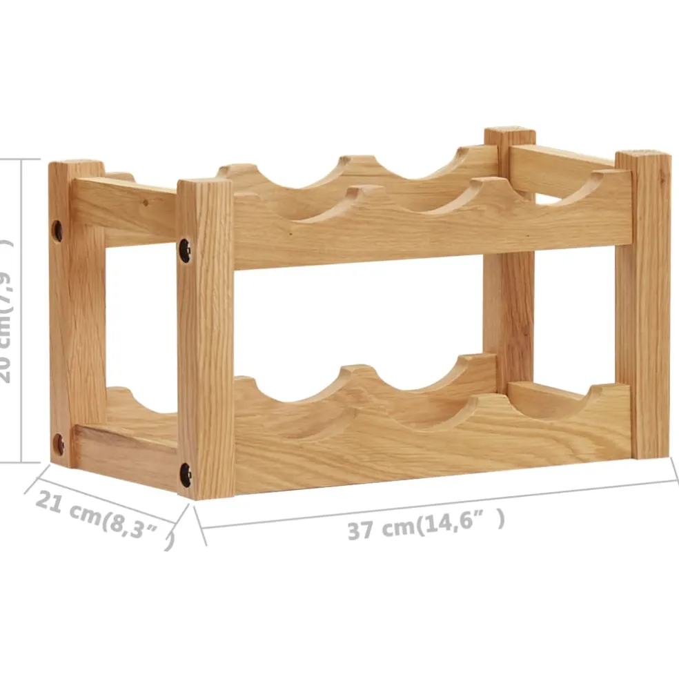 vidaXL Wijnrek voor 6 flessen 37x21x21 cm massief eikenhout