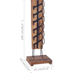 vidaXL Wijnrek voor 6 flessen 35x35x100 cm massief teakhout