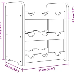vidaXL Wijnrek 33x25x37 cm massief grenenhout
