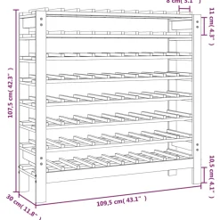 vidaXL Wijnrek 109,5x30x107,5 cm massief grenenhout