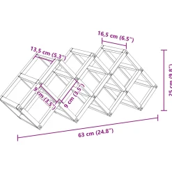 vidaXL Wijnrek Zwart Eiken 63 x 16,5 x 25 cm Gepoedercoat staal