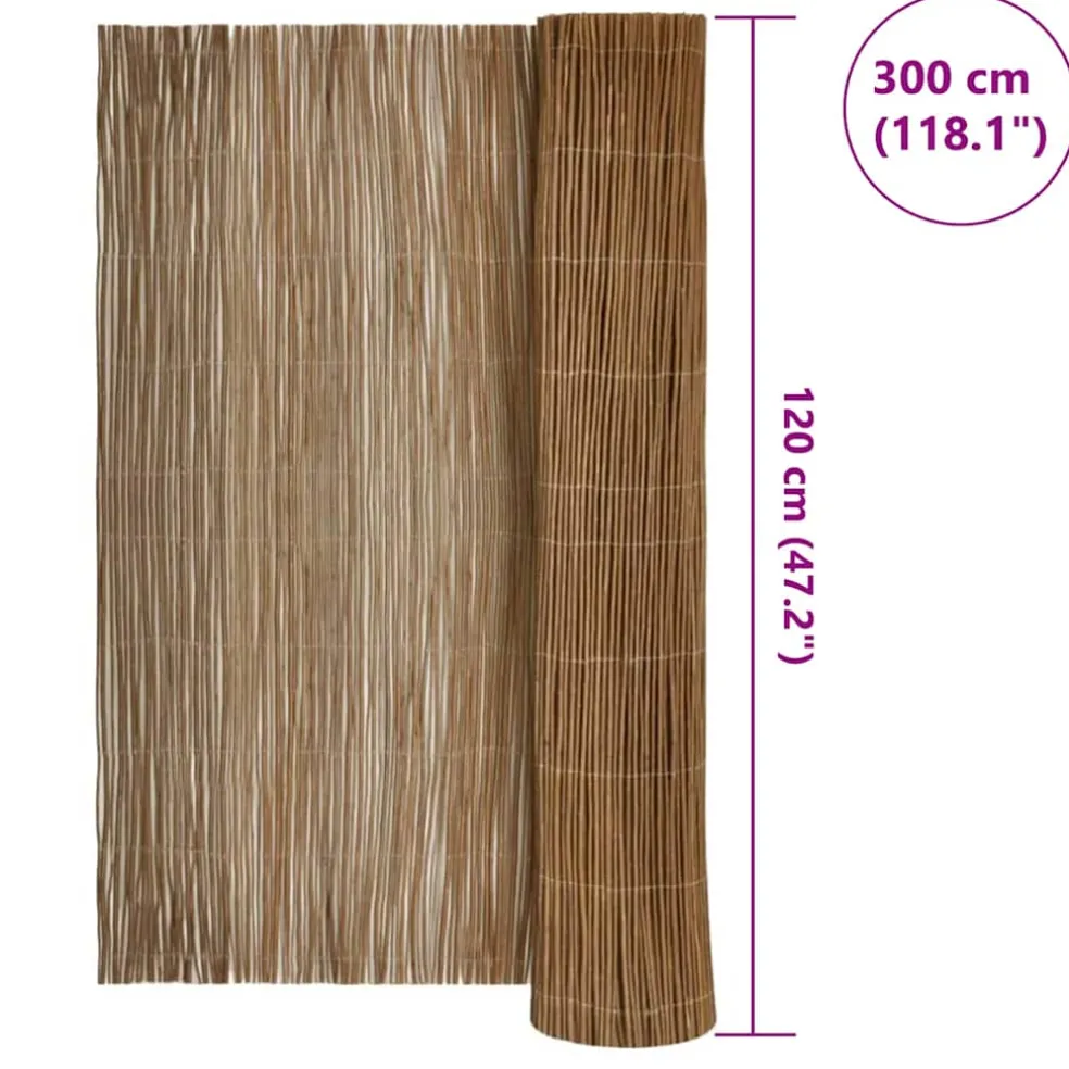 vidaXL Wilgen Schutting 120 x 300 cm Wilg Naturel