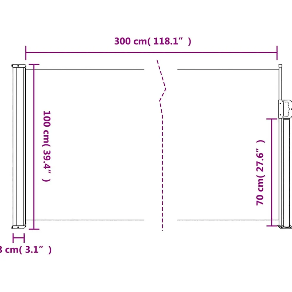 vidaXL Windscherm uittrekbaar 100x300 cm zwart