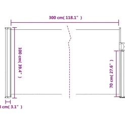 vidaXL Windscherm uittrekbaar 100x300 cm crèmekleurig