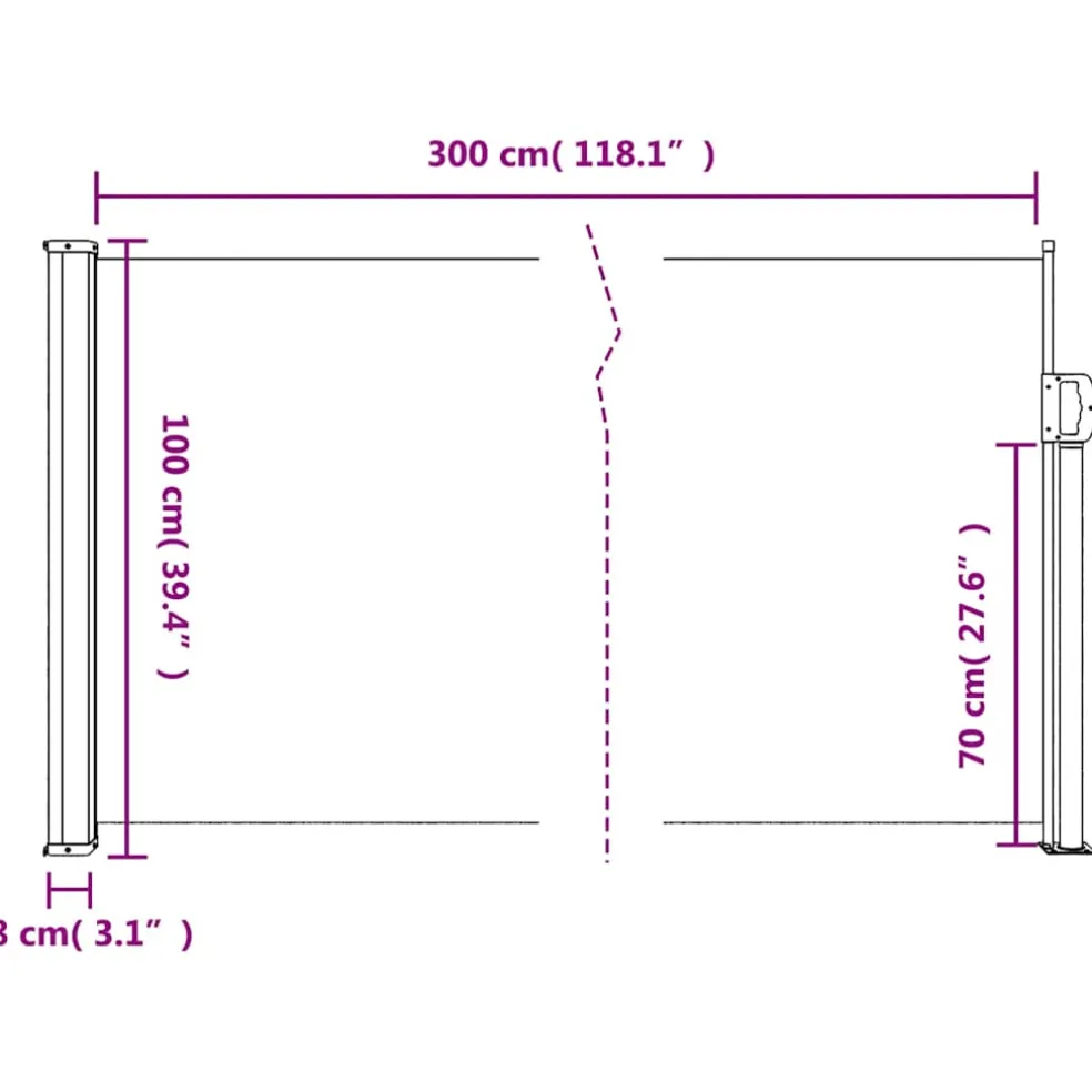 vidaXL Windscherm uittrekbaar 100x300 cm crèmekleurig