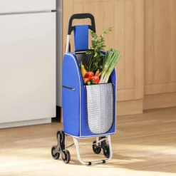 vidaXL Winkel trolley Blauw 36,5 x 46,5 x 100,5 cm Oxford stof