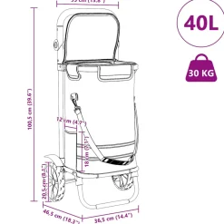 vidaXL Winkel trolley Grijs 36,5 x 46,5 x 100,5 cm Oxford stof