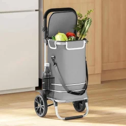 vidaXL Winkel trolley Grijs 36,5 x 46,5 x 100,5 cm Oxford stof