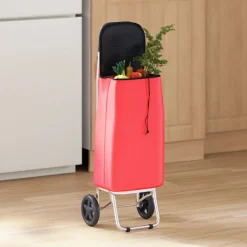 vidaXL Winkel trolley Rood 35 x 28 x 92 cm Oxford stof