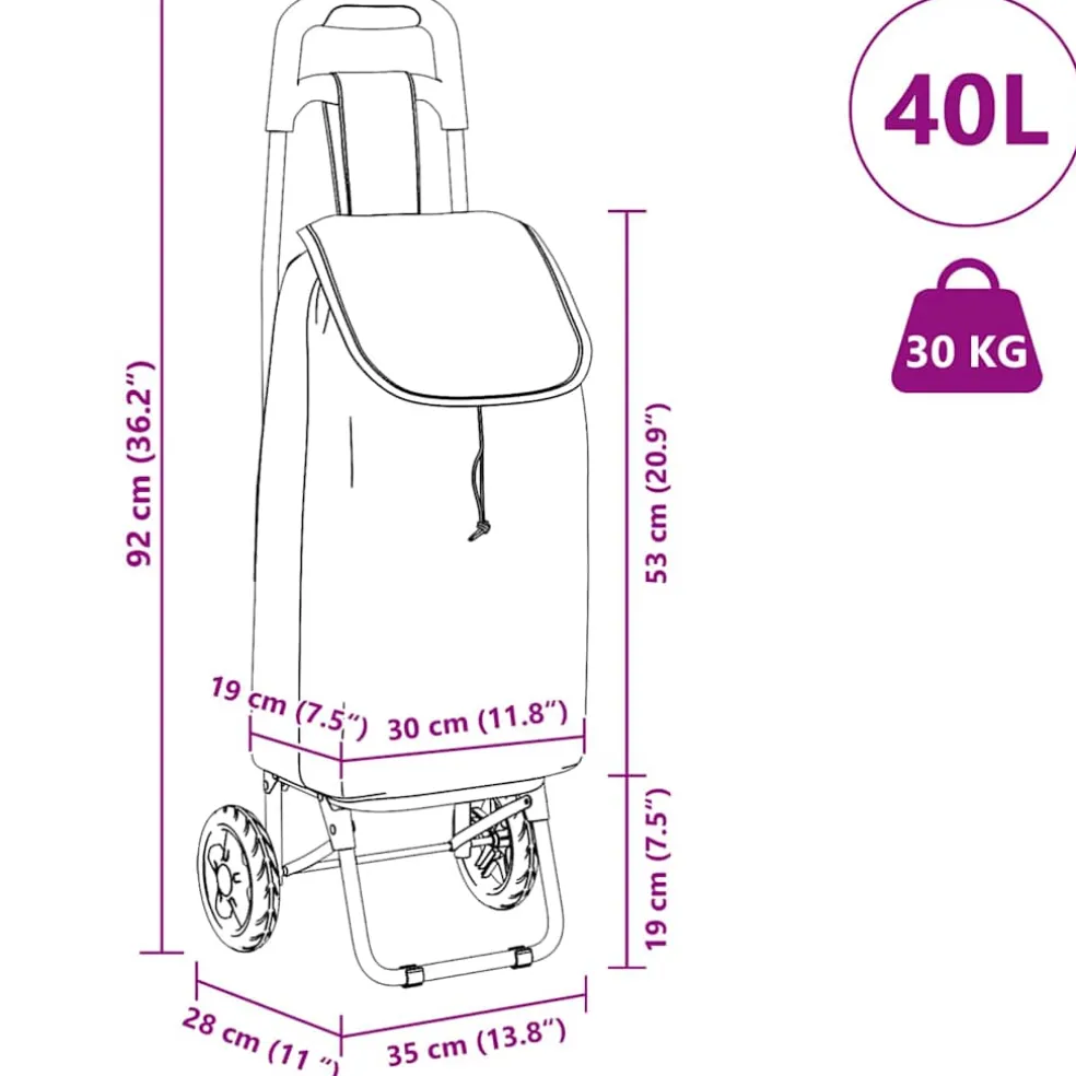 vidaXL Winkel trolley Rood 35 x 28 x 92 cm Oxford stof