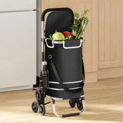 vidaXL Winkel trolley 1 Zwart 47 x 39 x 100,5 cm Oxford stof