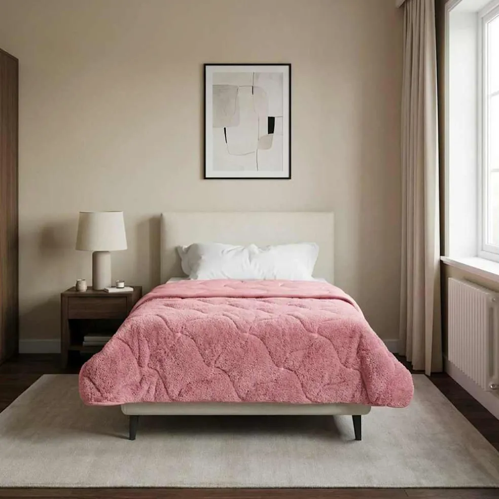 vidaXL Winter Dekbed 135 x 200 cm Winter Roze Ademend