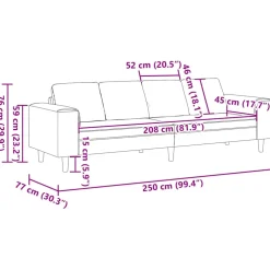 vidaXL Woonkamer Bank Donkergroen 250 x 77 x 76 cm Polyester