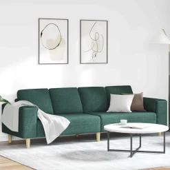 vidaXL Woonkamer Bank Donkergroen 250 x 77 x 76 cm Polyester