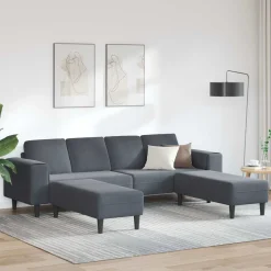 vidaXL Woonkamer Bank 3 st Donkergrijs