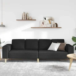 vidaXL Woonkamer Bank Zwart 250 x 77 x 76 cm Polyester