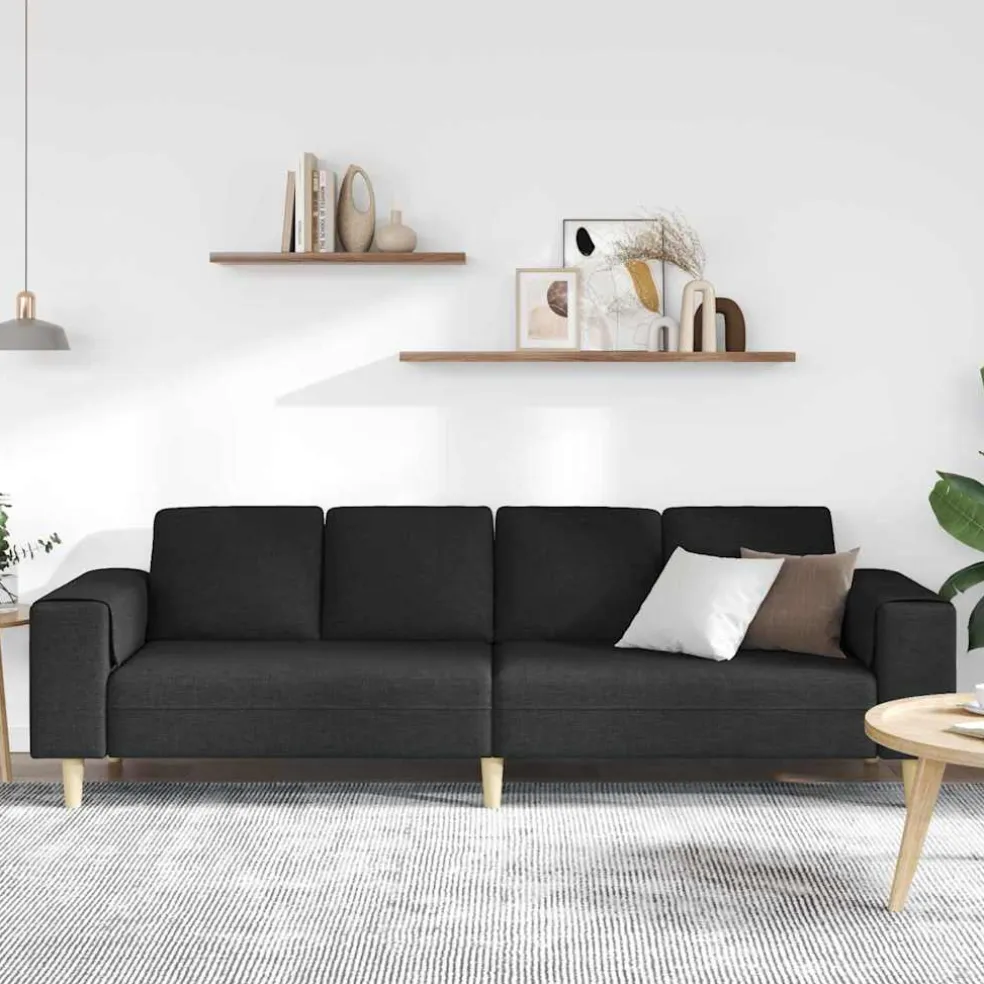 vidaXL Woonkamer Bank Zwart 250 x 77 x 76 cm Polyester