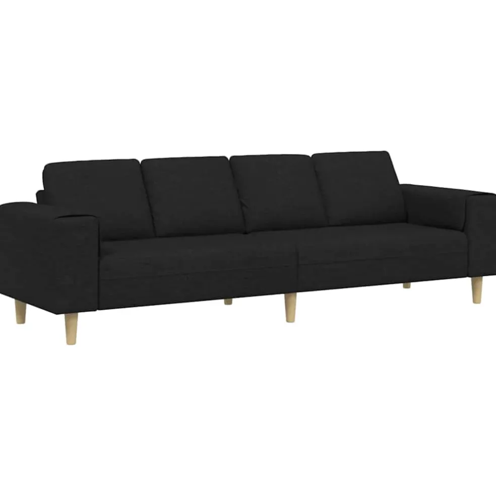 vidaXL Woonkamer Bank Zwart 250 x 77 x 76 cm Polyester