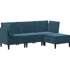 vidaXL Woonkamer Meubelset 4 st Blauw Fluweel
