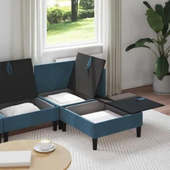 vidaXL Woonkamer Meubelset 4 st Blauw Fluweel