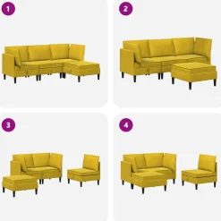 vidaXL Woonkamer Meubelset 4 st Geel Fluweel