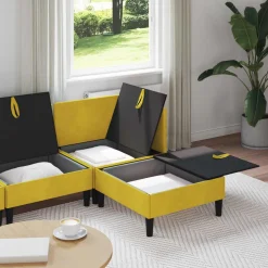 vidaXL Woonkamer Meubelset 4 st Geel Fluweel