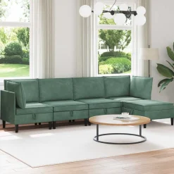 vidaXL Woonkamer Meubelset 5 st Zeegroen Fluweel