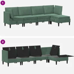 vidaXL Woonkamer Meubelset 5 st Zeegroen Fluweel