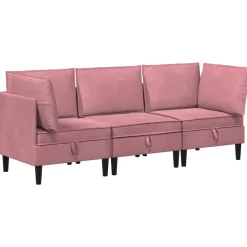 vidaXL Woonkamer Meubelset 3 st Roze Fluweel