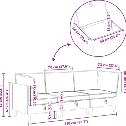 vidaXL Woonkamer Meubelset 3 st Roze Fluweel