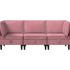 vidaXL Woonkamer Meubelset 3 st Roze Fluweel