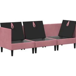 vidaXL Woonkamer Meubelset 3 st Roze Fluweel